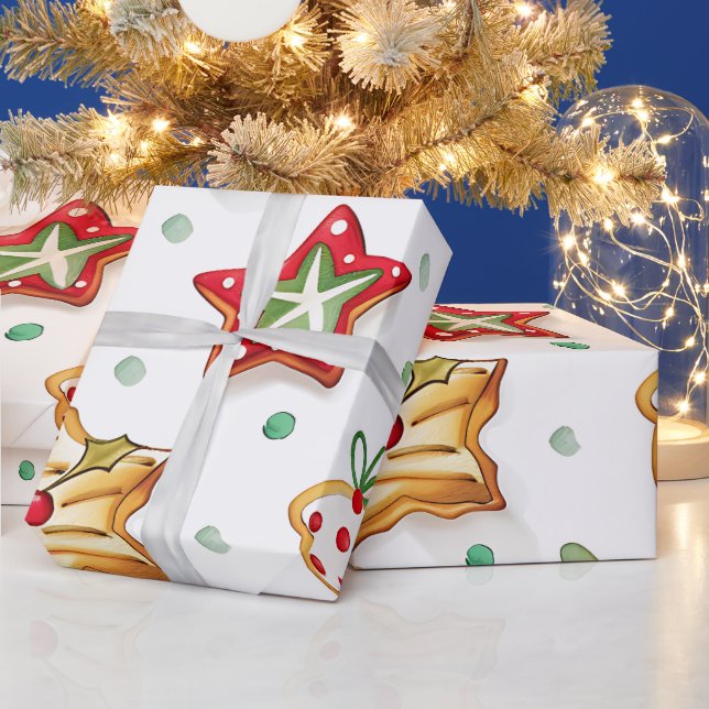 Papel De Regalo Galletas Navideñas Brillantes y Alegres (Vacaciones)