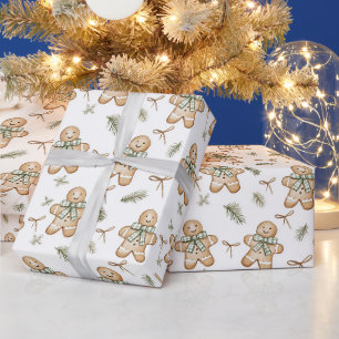 Papel De Regalo Galletas Navideñas De Jengibre Con Crema Verde Lin