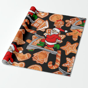 Papel De Regalo galletas santa de la cinta de correr divertidas