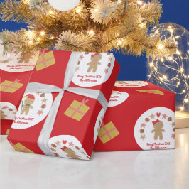Papel De Regalo Galletita de jengibre roja con nombre personalizad
