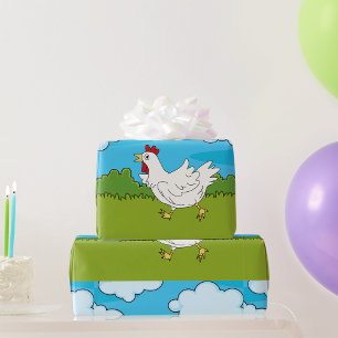 Papel De Regalo Gallo Divertido Corriendo Animal De Granja