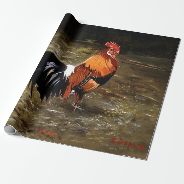 Papel De Regalo Gallo/Galo/Rooster (Desenrollado)