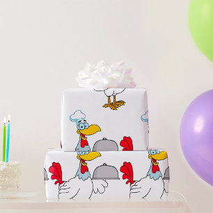 Papel De Regalo Gallo Sirviendo Comida