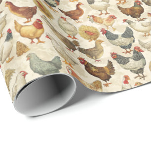 Papel De Regalo Gallos divertidos pollos patrón de baldosas 