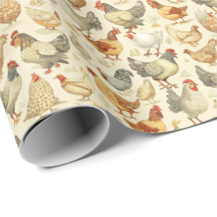 Papel De Regalo Gallos divertidos pollos patrón de baldosas