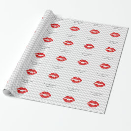 Papel De Regalo Galón Blanco Lt Gris, Beso de Labial Rojo