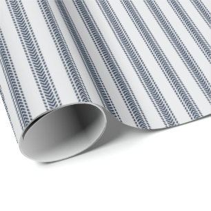 Papel De Regalo Galones de Navy Rayas de Garrapatea en Gris Claro