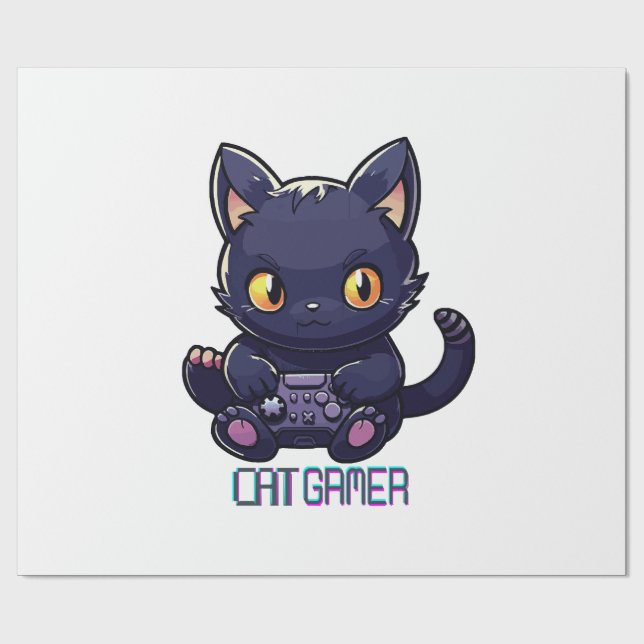 Papel De Regalo Gamer de gatos (Superficie plana)
