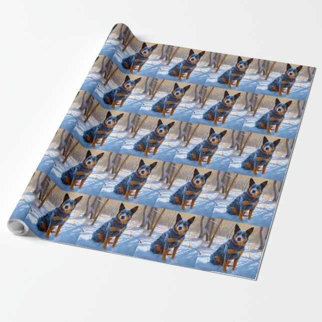 Papel De Regalo Ganado australiano deja que nieve Navidades (Desenrollado)