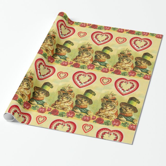 PAPEL DE REGALO GANADORES DE DÍA DE SAN VALENTÍN DE LA ANTIGUA MOD (Desenrollado)