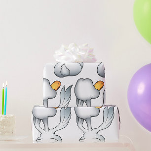 Papel De Regalo Ganso Blanco Desde Detrás Pájaro Tonto