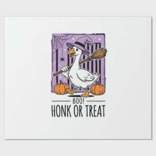 Papel De Regalo Ganso de Bruja de Halloween Honk o Tratar
