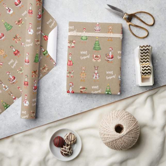 Papel De Regalo Ganso de Navidad Merry Goosman (Artesanía)