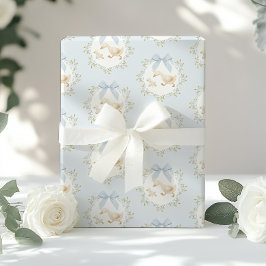 Papel De Regalo Ganso Tonto Lazo Azul Caprichoso Elegante