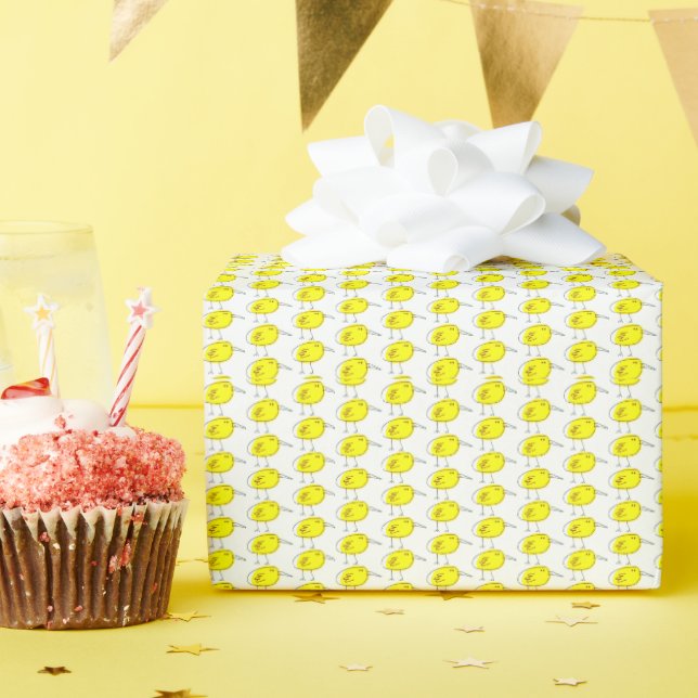 Papel de Regalo Garabatos de Pájaros Amarillos Div (Fiesta de cumpleaños )