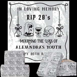 Papel De Regalo Garabatos RIP 20s Muerte a mi juventud Cumpleaños 