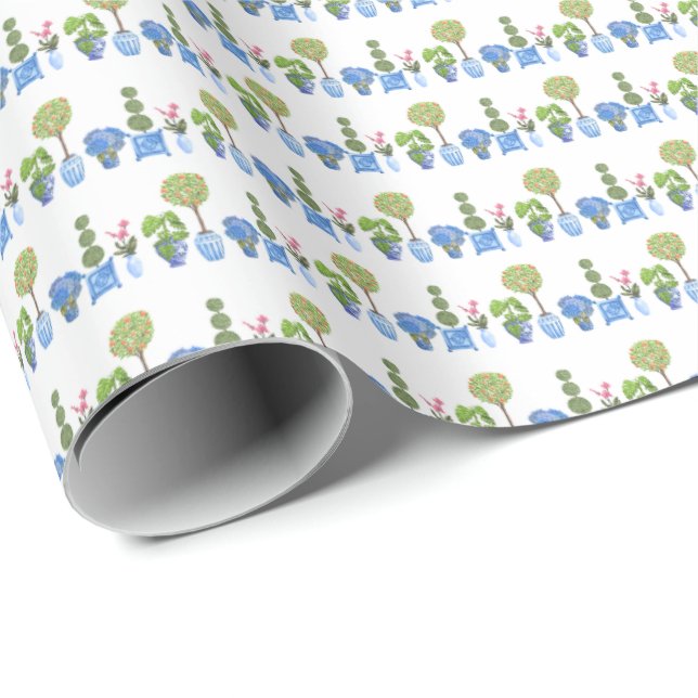 Papel De Regalo Garden Pots (on White) Wrapping Paper (Esquina del rollo)