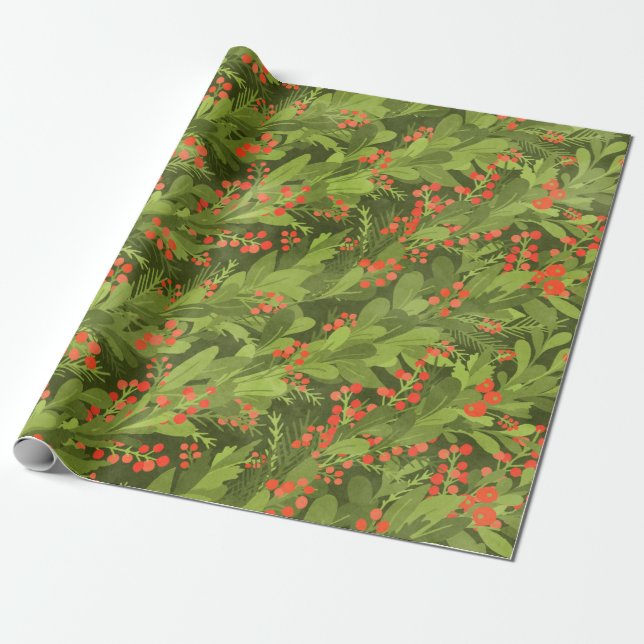 Papel De Regalo Garland Navidades 3D diagonales verdes (Desenrollado)