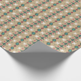Papel De Regalo Garlands Navidades Doodle - Verde azulado y rosado