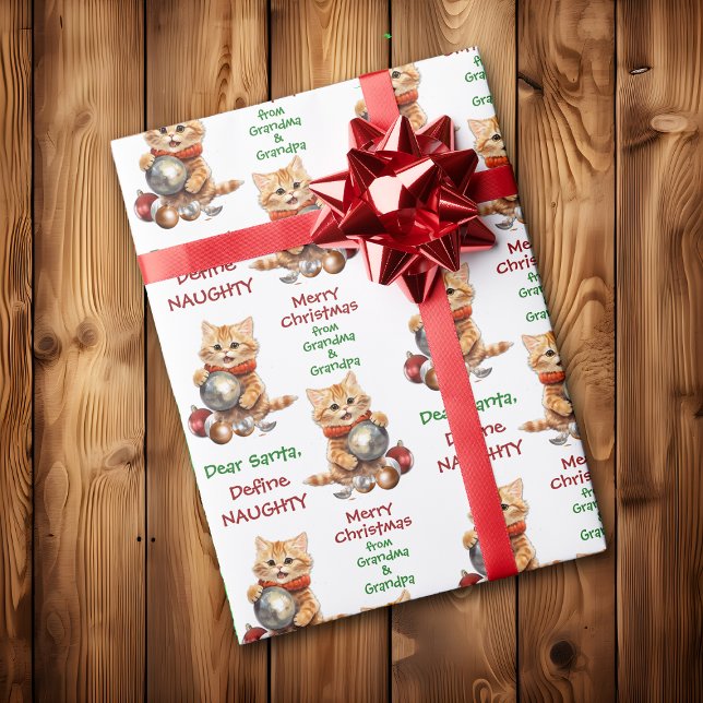 Papel De Regalo Gatito amarillo gracioso define Navidades travieso (Subido por el creador)