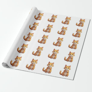 Papel De Regalo Gatito bebiendo café