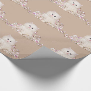 Papel De Regalo Gatito blanco y cintas