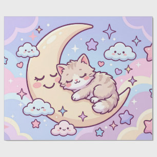 Papel De Regalo Gatito de la Luna Soñolienta