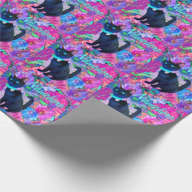 Papel De Regalo ¡Gatito del delirio! ¡Flores y gatito! (Esquina)