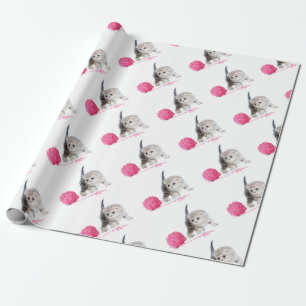 Papel De Regalo Gatito divertido adorable Low Poly agradable