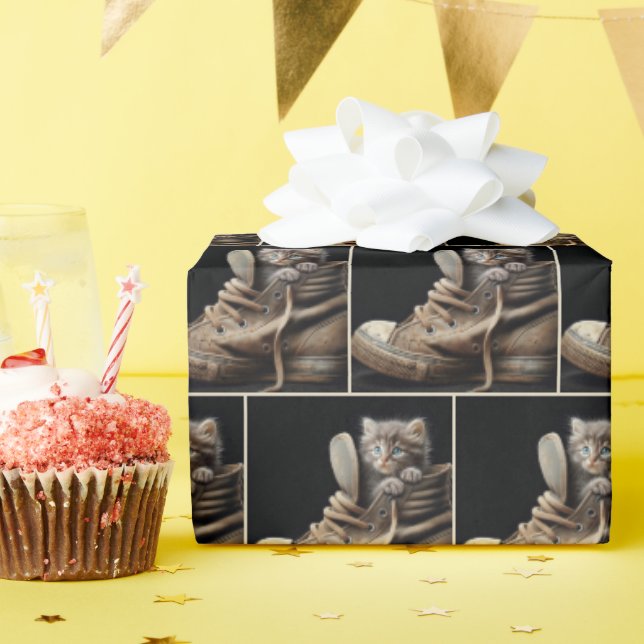 Papel De Regalo Gatito En La Vieja Maleante (Fiesta de cumpleaños )