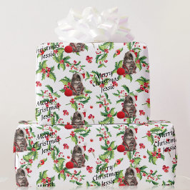 Papel De Regalo Gatito en Santa Hat personifica a los Navidades de