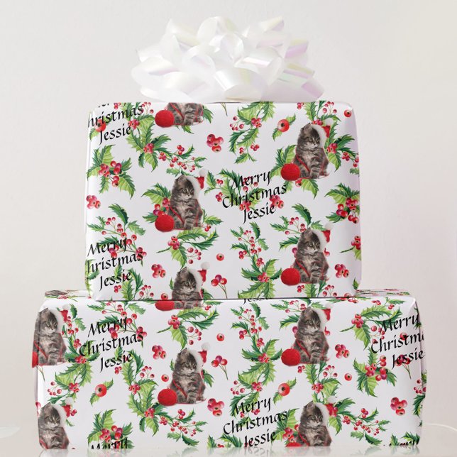 Papel De Regalo Gatito en Santa Hat personifica a los Navidades de (Subido por el creador)