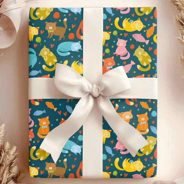 Papel De Regalo Gatito Juguetón & Amante de los Gatos de Pescado (Subido por el creador)