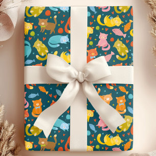 Papel De Regalo Gatito Juguetón & Amante del Gato de Pescado