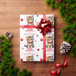 Papel De Regalo Gatito lindo envuelto en Navidades enciende nietos
