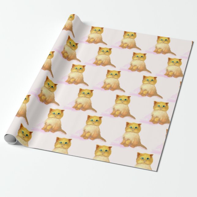 Papel De Regalo Gatito, Navidades de cumpleaños Fiesta envuelto pa (Desenrollado)