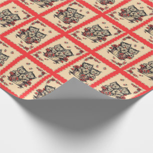 Papel De Regalo gatitos adorables en una cesta de flores