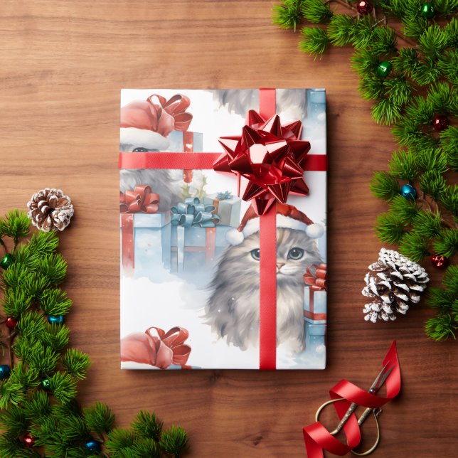 Papel De Regalo Gatitos asomando de la envoltura de regalo (Regalo de vacaciones)