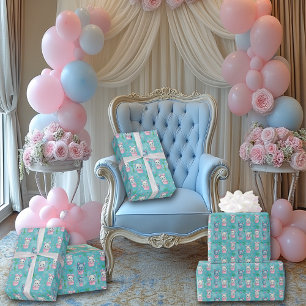 Papel De Regalo Gatitos Bebés Rosados y Azules Lindos