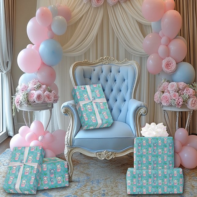 Papel De Regalo Gatitos Bebés Rosados y Azules Lindos (Subido por el creador)