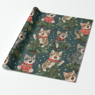 Papel De Regalo Gatitos Cantando O'Navidades Tress In Sweaters