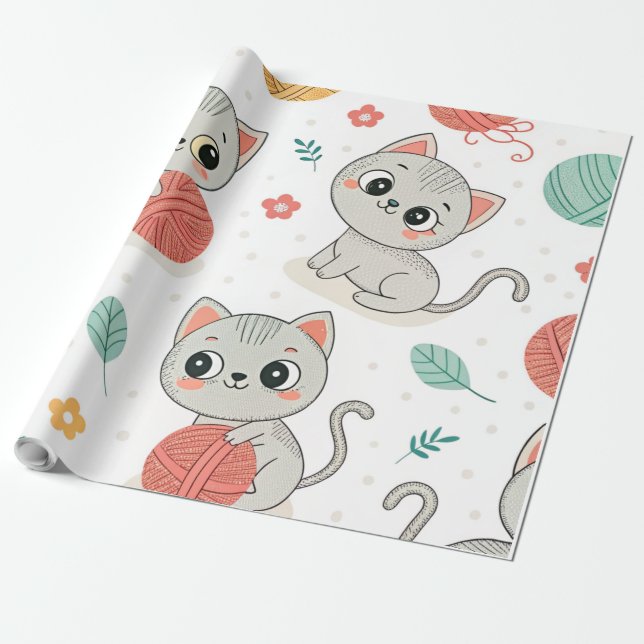 Papel De Regalo Gatitos curados (Desenrollado)