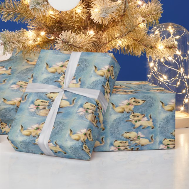 Papel De Regalo Gatitos curos siameses a mediados del siglo modern (Vacaciones)