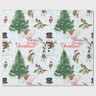 Papel De Regalo Gatitos de Navidad y muñecos de nieve