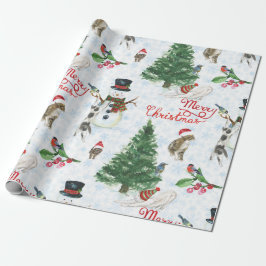 Papel De Regalo Gatitos de Navidad y muñecos de nieve