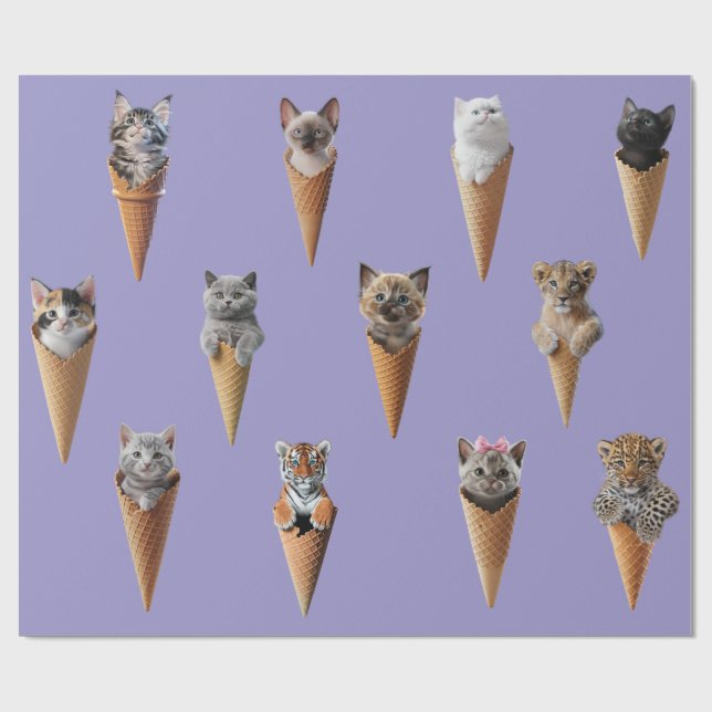 Papel De Regalo Gatitos en Conos (Superficie plana)