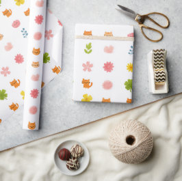 Papel De Regalo Gatitos y Flores