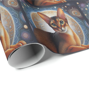Papel De Regalo Gato abissiniano artístico, gatito abysiniano mode