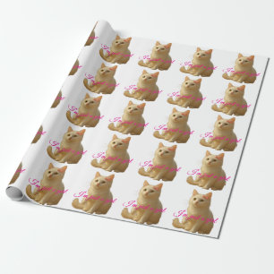 Papel De Regalo Gato Adorable "Solo Soy Una Chica" Cita Personaliz