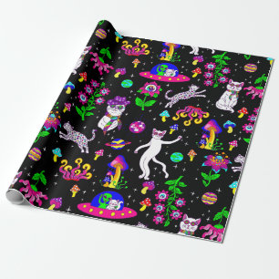 Papel De Regalo gato alienígena disco espacio exterior leopardo su